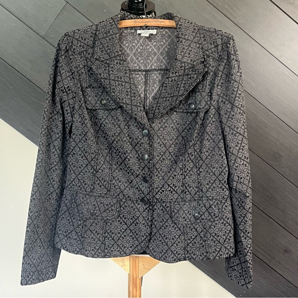 Ann Taylor Grey Patterned Blazer - image 1